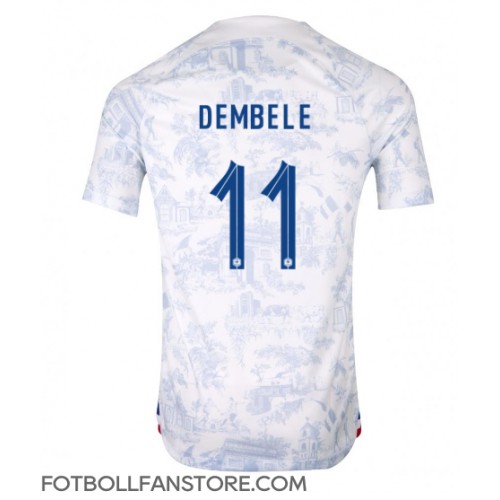 Frankrike Ousmane Dembele #11 Borta matchtröja VM 2022 Kortärmad Billigt